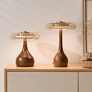 Wood Copper Desk Lamp – Adjustable LED, Vintage Style Bedroom Lighting