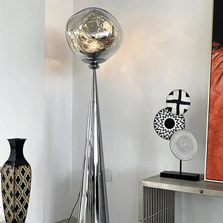LAVA chrome stained glass floor lamp front – Italian luxury LED