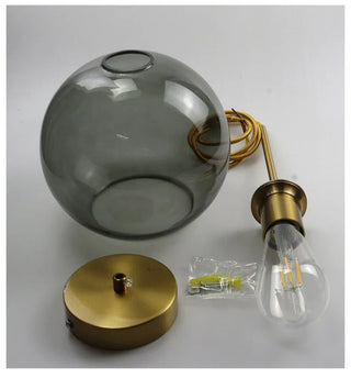 Smoked Glass Pendant Light – Modern Pendant Light with Iron Finish Fixture for Dining Room