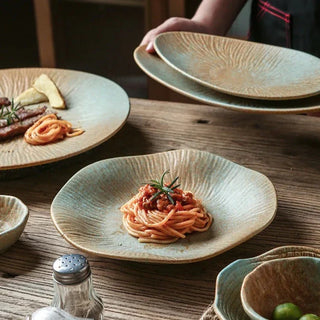 japanese ceramic dinnerware earthworks handcrafted porcelain bowls elegant plates set set view