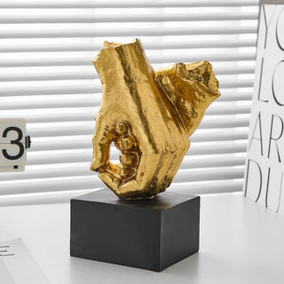 resin hand-in-hand minimalist figurine modern home decor close-up