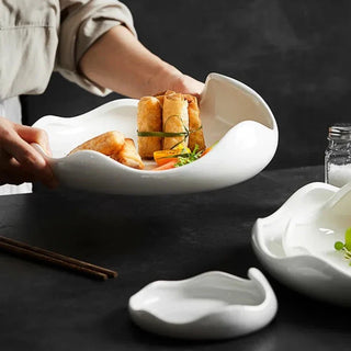 ceramic plate earthworks handcrafted porcelain dinnerware set luxury dining plate set view