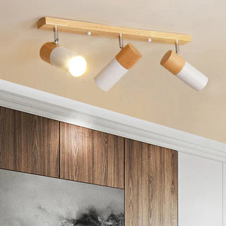 Wood Ceiling Light – Adjustable Surface Mounted Light with Directional Spot Lamp