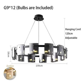 Modern Glass Pendant Light – Square Pendant Light with Clear Glass Shade & Iron Frame