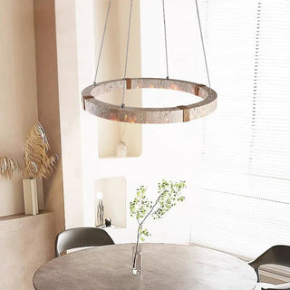 Stone Steel Chandelier – Contemporary Dining Room Lighting | Dimmable LED Fixture