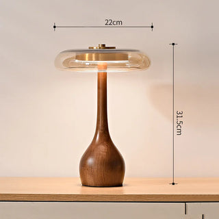 Wood Copper Desk Lamp – Adjustable LED, Vintage Style Bedroom Lighting