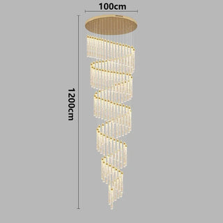 Gold Crystal Chandelier – Rotating Pendant Light for Large Space Lighting