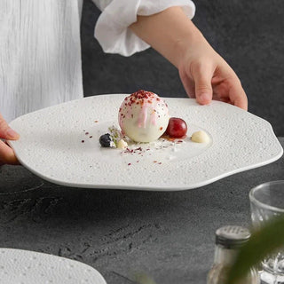 exotic ceramic plate earthworks handcrafted porcelain tableware luxury dining plate detail