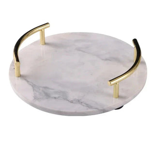 marble stone tray earthworks luxury round minimalist handcrafted storage front view