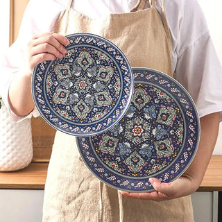 hand painted ceramic plates earthworks elegant porcelain plates luxury dining close-up