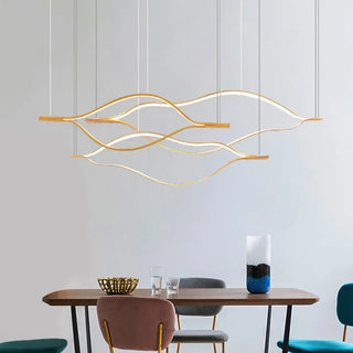 Postmodern Chandelier | Gold Aluminum LED Fixture with Remote Control Lighting