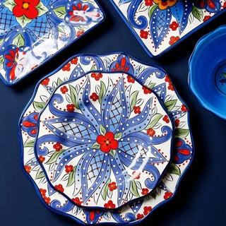 ceramic dinnerware set earthworks hand-painted plates artisan porcelain bowls amalfi coast detail