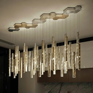 Modern LED Chandelier – Brushed Steel Recessed Ceiling Light for Living Room