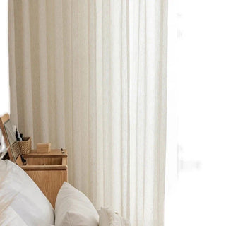 linen sheer curtain luxury linen airy drapery pull pleated tape angle view
