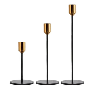 metal candle holder hamptons luxury black gold accent candle stand set front view
