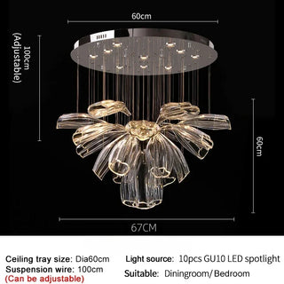 Modern Crystal Chandelier – Adjustable Brightness LED Steel Fixture for Living Room