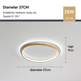 Walnut Wood Ceiling Light – Modern LED Surface Mounted Lamp with Warm Finish
