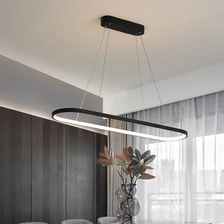 LED Pendant Light - Ultra Slim Oval Aluminium Ceiling Lamp with Acrylic Diffuser