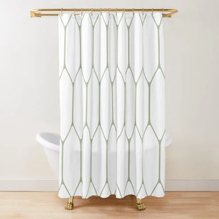 eco-friendly hexagonal polyester mold resistant waterproof shower curtain front view