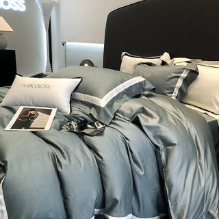 egyptian cotton duvet cover luxury bedding set serene escape tela nativa close-up