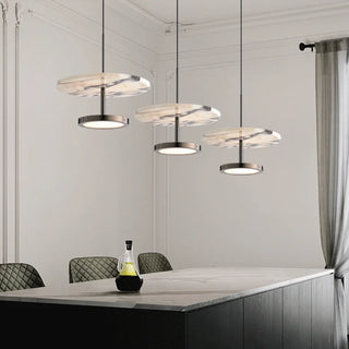 Natural Stone Pendant Light – Black LED Adjustable Hanging Light Bedroom
