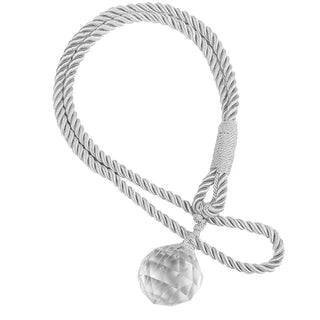 crystal curtain tieback silver polyester holdback fiamma neri front view