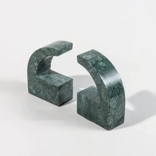 marble bookend set abstract green stone decorative bookends handcrafted luxury side view