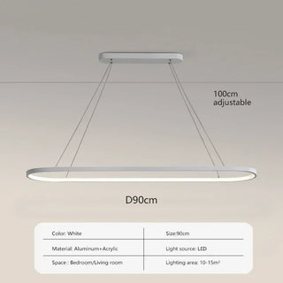 LED Pendant Light - Ultra Slim Oval Aluminium Ceiling Lamp with Acrylic Diffuser