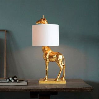 Giraffe lamp gold finish — designer LED close-up