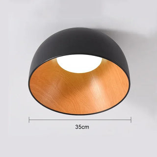 Modern Ceiling Light – Black Metal & Wood Dimmable LED Fixture by Lumavera