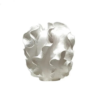 corrugated vase handcrafted ceramic resin decor modern minimalist design front view