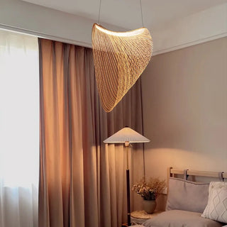 Bamboo Pendant Lamp – Adjustable LED Hand Woven Light for Living Room & Dining