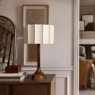 Wabi-Sabi Floor Lamp – Wooden Bamboo LED Light With Fabric Shade