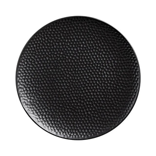 ceramic plate earthworks handcrafted porcelain elegant black white textured dishware front view