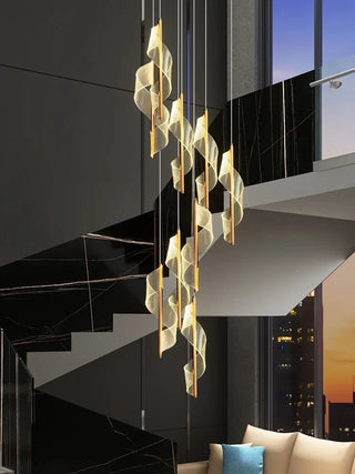 Lustre spirale moderne – Luminaire de luxe en cristal pour villa et salon
