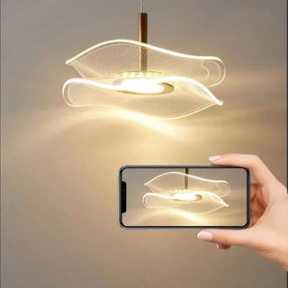 Modern LED Pendant Light – Scandinavian Gold Lampshade With Soft Ambient Lighting