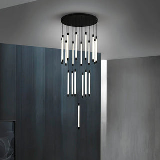 Copper Staircase Chandelier – Polished Copper Lighting with LED Flush Mount for Villas & Hotels
