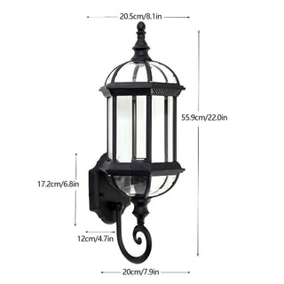 Vintage Outdoor Wall Light – Black Iron Lantern With Aluminium Glass Lamp