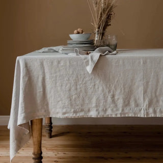 linen tablecloth premium european linen fabric handmade rectangle protector front view