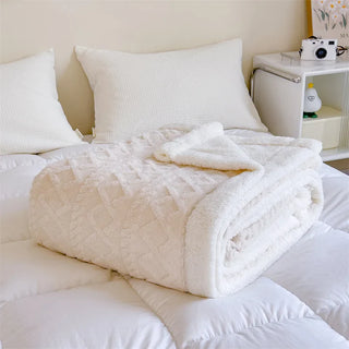 double layer throw blanket soft cozy hand knitted polyester throw tela nativa front view