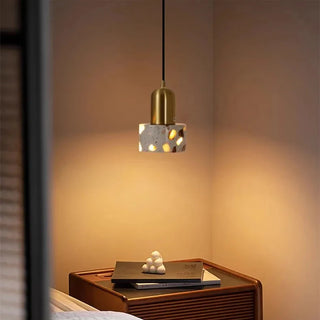 LED Pendant Light – Modern Pendant Lamp with Travertine Stone Shade | Warm Ambient Lighting