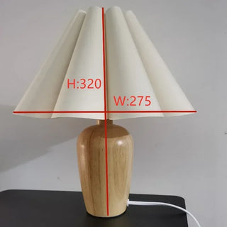 Wooden Table Lamp – Fabric Lampshade, Soft Ambient Light for Living Room