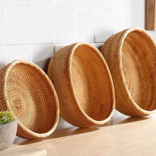 Woven rattan fruit basket