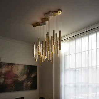 Modern LED Chandelier – Brushed Steel Recessed Ceiling Light for Living Room