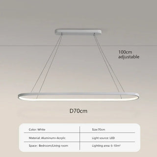 LED Pendant Light - Ultra Slim Oval Aluminium Ceiling Lamp with Acrylic Diffuser
