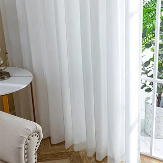 white sheer curtain opaque window drapes polyester woven panels top view