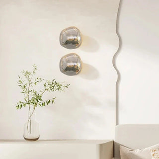 Chrome stained glass wall lamp illuminated — Italian luxury sconce