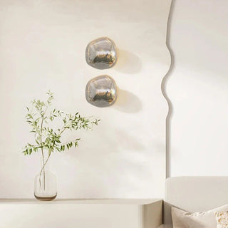 Lava stained glass sconce close-up — artisan wall lighting fixture