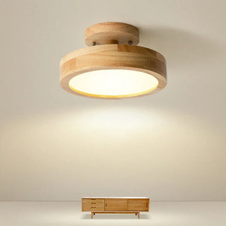 Nordic Wooden Ceiling Light – Scandinavian LED Surface Mount Lamp with Warm Wood Finish