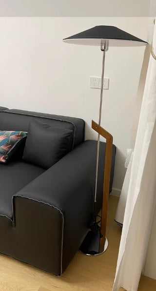 Minimalist Wooden Floor Lamp – Modern LED Lighting With Fabric Lampshade